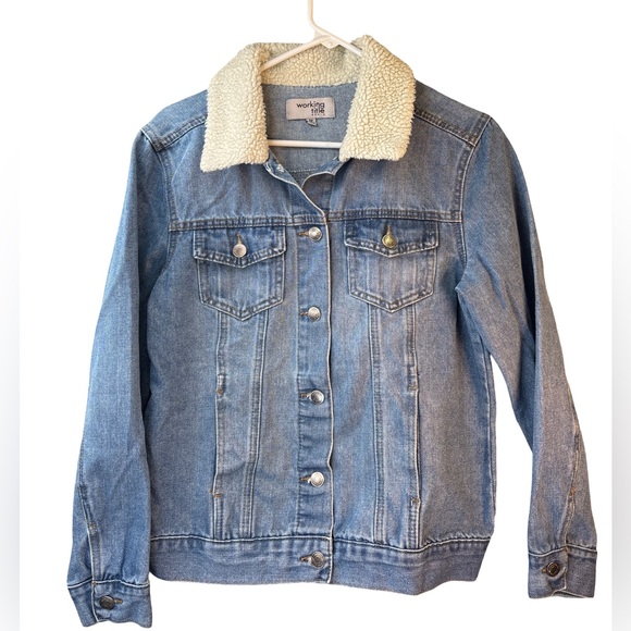 Working Title Denim Jackets & Blazers - Blue Denim Jacket with Sherpa Collar Medium Working Title
